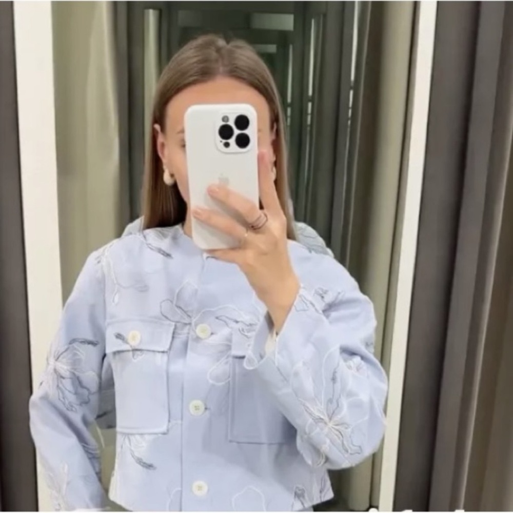 ZARA EMBROIDERED ROUND NECK JACKET - Picture 8 of 16